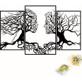 Nástěnná kovová světelná dekorace Tree Person černá