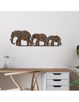 Nástěnná kovová dekorace Rusty Elephant 1 vícebarevná
