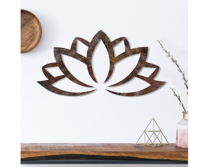 Nástěnná kovová dekorace Rusty Lotus vícebarevná