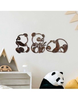 Nástěnná kovová dekorace Rusty Panda vícebarevná