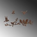 Nástěnná kovová dekorace Rusty Birds 2 vícebarevná