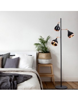 Stojací lampa Yıldo 163 cm černo-měděná