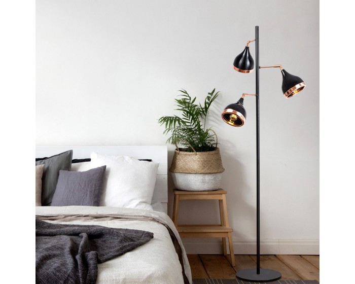 Stojací lampa Yıldo 163 cm černo-měděná