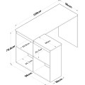 Rohový psací stůl Mario 120 cm s úložným regálem dub přírodní/bílý