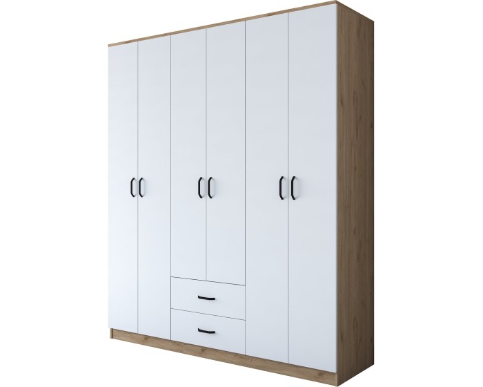 Šatní skříň BA 113 180 cm ořech/bílá