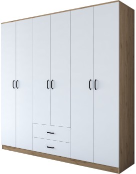 Šatní skříň BA 111 210 cm ořech/bílá
