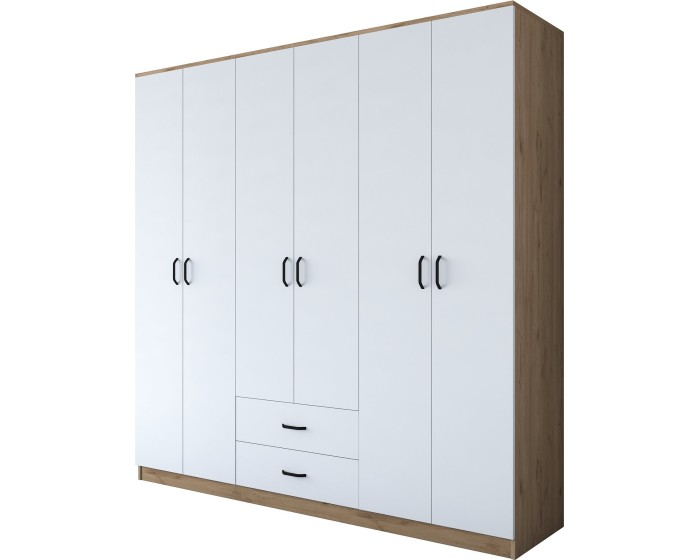 Šatní skříň BA 111 210 cm ořech/bílá