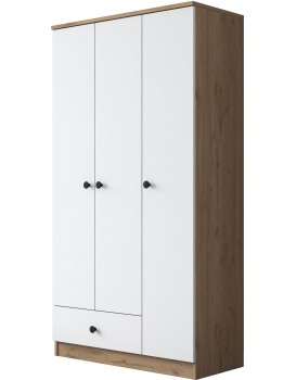 Šatní skříň BA 117 90 cm ořech/bílá