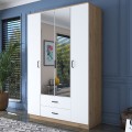 Šatní skříň BA 131 140 cm se zrcadlem ořech/bílá