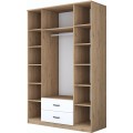 Šatní skříň BA 131 140 cm se zrcadlem ořech/bílá