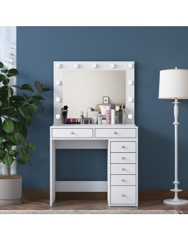 Toaletní stolek Melissa 03 s LED zrcadlem bílý