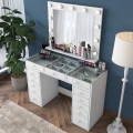 Toaletní stolek Melissa 04 s LED zrcadlem bílý/čirý