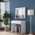 Minimalistický toaletní stolek Alisson III s LED zrcadlem a taburetem bílý
