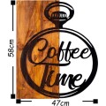 Nástěnná dřevěná dekorace COFFEE TIME hnědá/černá