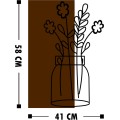 Nástěnná dřevěná dekorace FLOWERS II hnědá/černá
