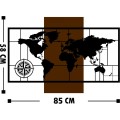 Nástěnná dekorace Agac mapa ořech/černá