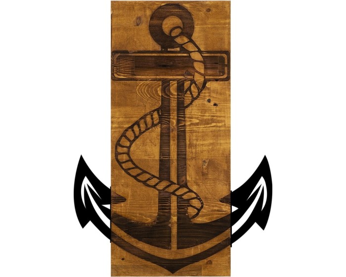Nástěnná dřevěná dekorace ANCHOR hnědá/černá