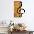 Nástěnná dřevěná dekorace TREBLE CLEF hnědá/černá