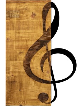 Nástěnná dřevěná dekorace TREBLE CLEF hnědá/černá