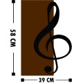 Nástěnná dřevěná dekorace TREBLE CLEF hnědá/černá