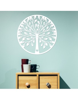 Nástěnná dřevěná dekorace TREE bílá