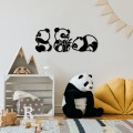 Nástěnná kovová dekorace Pandas černá