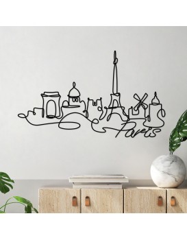 Nástěnná kovová dekorace Paris černá
