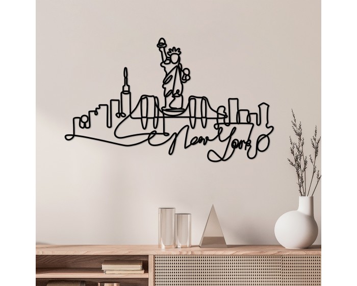 Nástěnná kovová dekorace New York černá