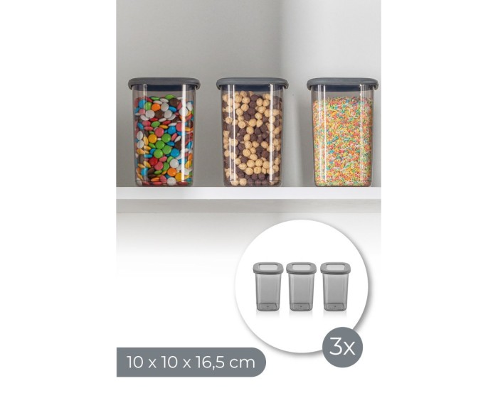 Sada kuchyňských boxů Cleos 3 kusy šedá