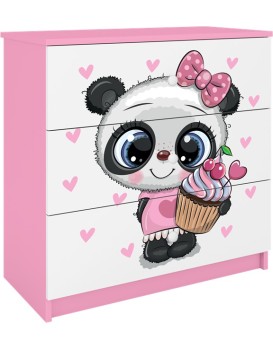 Dětská komoda BABYDREAMS Panda růžová