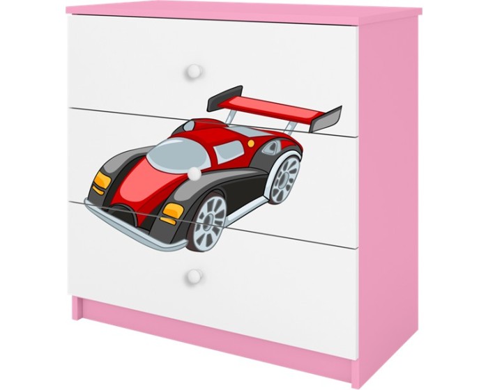 Komoda Babydreams 80 cm auto růžová