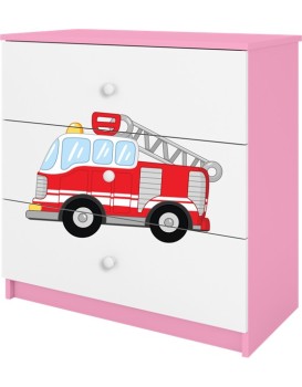 Komoda Babydreams 80 cm hasiči růžová