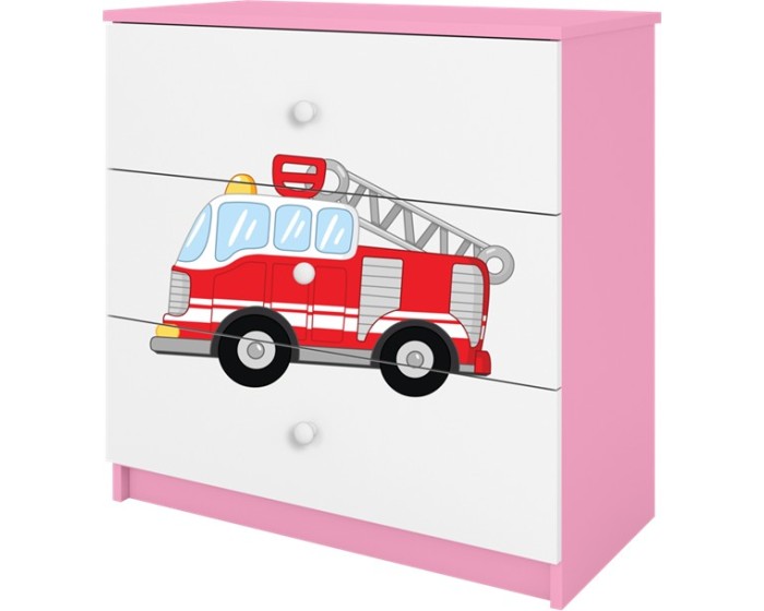 Komoda Babydreams 80 cm hasiči růžová