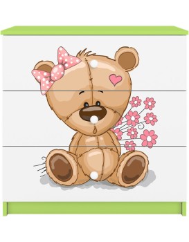 Komoda Babydreams 80 cm méďa zelená