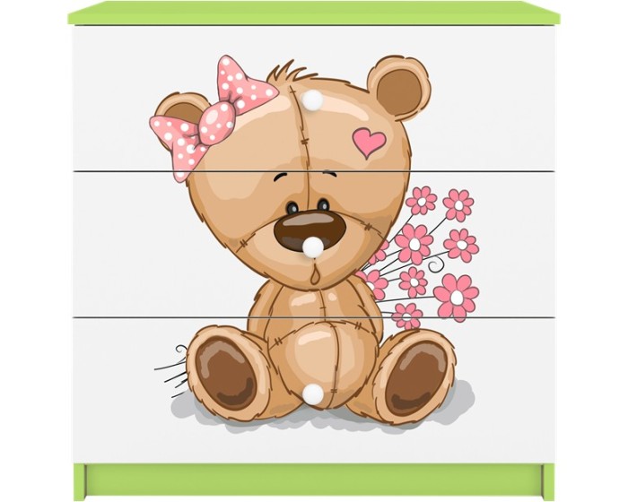 Komoda Babydreams 80 cm méďa zelená