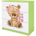 Komoda Babydreams 80 cm méďa zelená