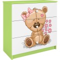 Komoda Babydreams 80 cm méďa zelená