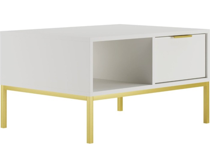 Konferenční stolek Austin 80 cm bílá/zlatá