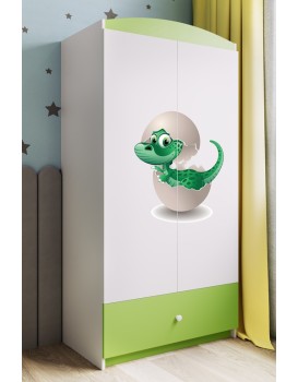 Dětská skříň Babydreams 90 cm dinosaurus zelená