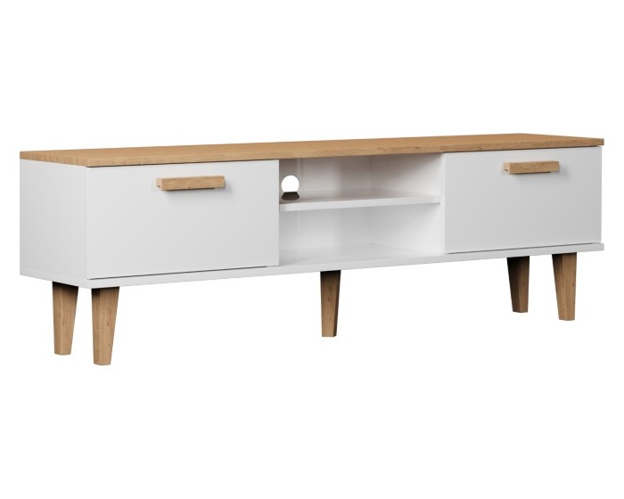 TV stolek DENVER 160 cm bílý/dub hickory