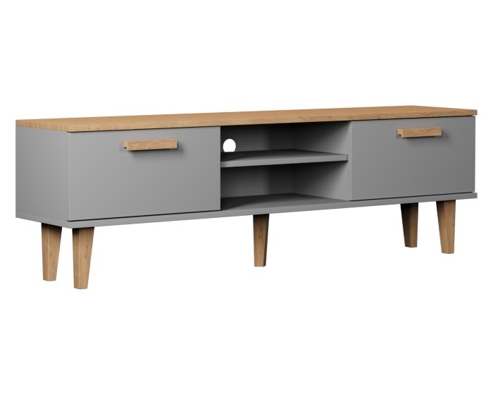 TV stolek DENVER 160 cm šedý/dub hickory