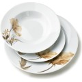 Porcelánová jídelní sada LEA Beige II 18 ks bílá/béžová