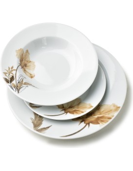 Porcelánová jídelní sada LEA Beige II 18 ks bílá/béžová