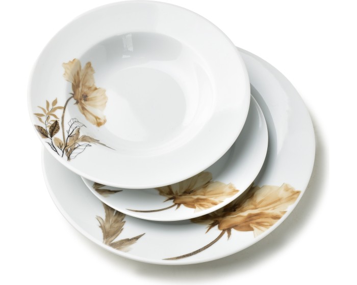 Porcelánová jídelní sada LEA Beige II 18 ks bílá/béžová