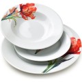 Porcelánová jídelní sada LEA Tulip 18 ks bílá/červená