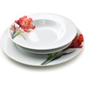 Porcelánová jídelní sada LEA Tulip 18 ks bílá/červená