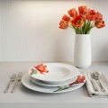 Porcelánová jídelní sada LEA Tulip 18 ks bílá/červená