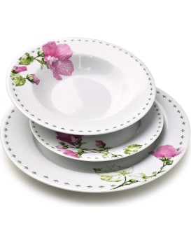 Porcelánová jídelní sada LEA Mallow 18 ks bílá/růžová
