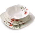 Porcelánová jídelní sada LEA Poppy II 18 ks bílá/červená