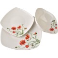 Porcelánová jídelní sada LEA Poppy II 18 ks bílá/červená